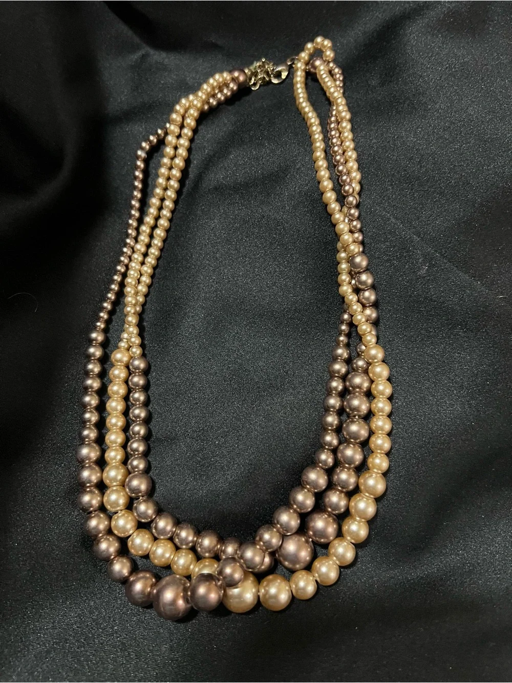 Roman RMN Bronze Champagne Faux Pearl Twisted Necklace